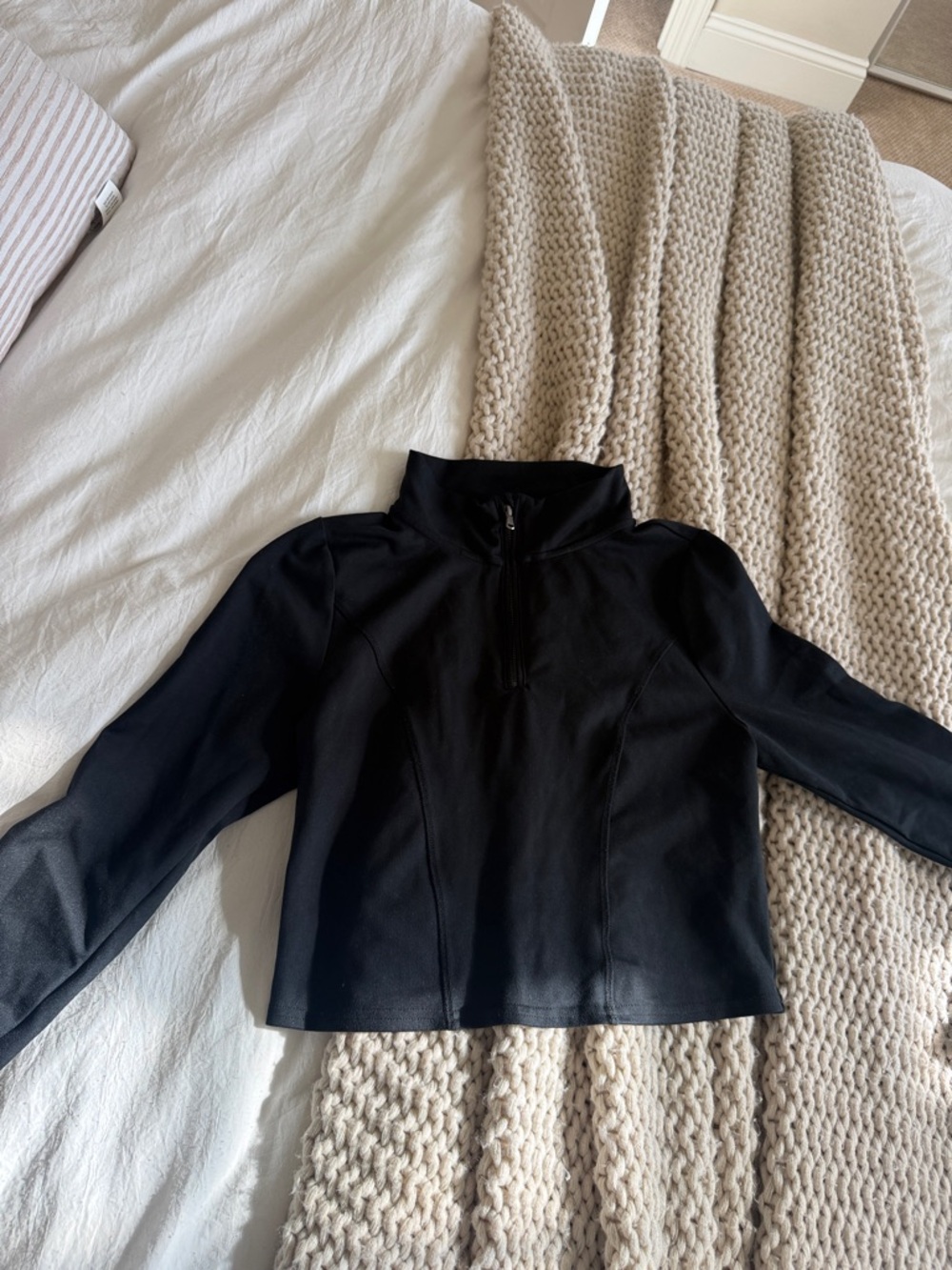 Gilly Hicks Black Quarter-Zip Long Sleeve Top